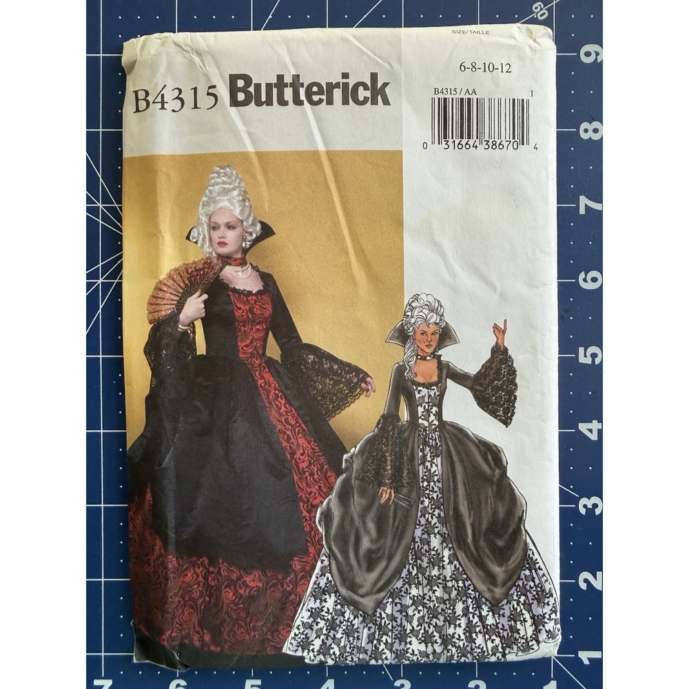 Butterick Historical 18th Century French Gown Costume Pattern B4315 Size 6-12 UC